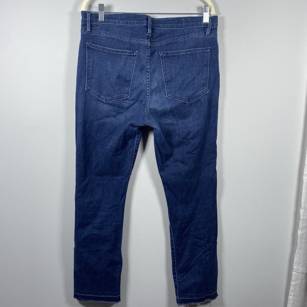 Frame Le High Straight Jeans Womens 31 Blue Delancy Raw Hem Casual Classic - Picture 3 of 8